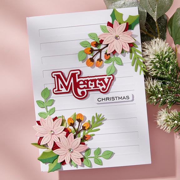 Spellbinders - All About Christmas Collection - Clear Stamps &amp; Dies - Merry Sentiments-ScrapbookPal
