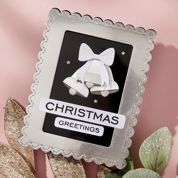 Spellbinders - All About Christmas Collection - Dies - Bow &amp; Bell Scallop Frame-ScrapbookPal
