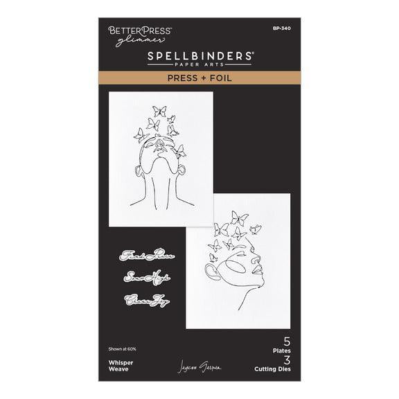 Spellbinders - All My Senses Collection - Letterpress + Foil Plate & Cut - Whisper Weave-ScrapbookPal