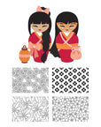 Spellbinders - Autumn in Kyoto Collection - Clear Stamp & Dies - Autumn Kokeshi Dolls-ScrapbookPal