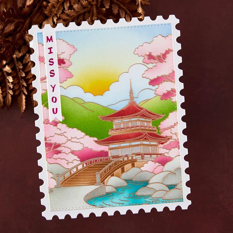 Spellbinders - Autumn in Kyoto Collection - Letterpress + Foil Plates - Scenic Kyoto-ScrapbookPal