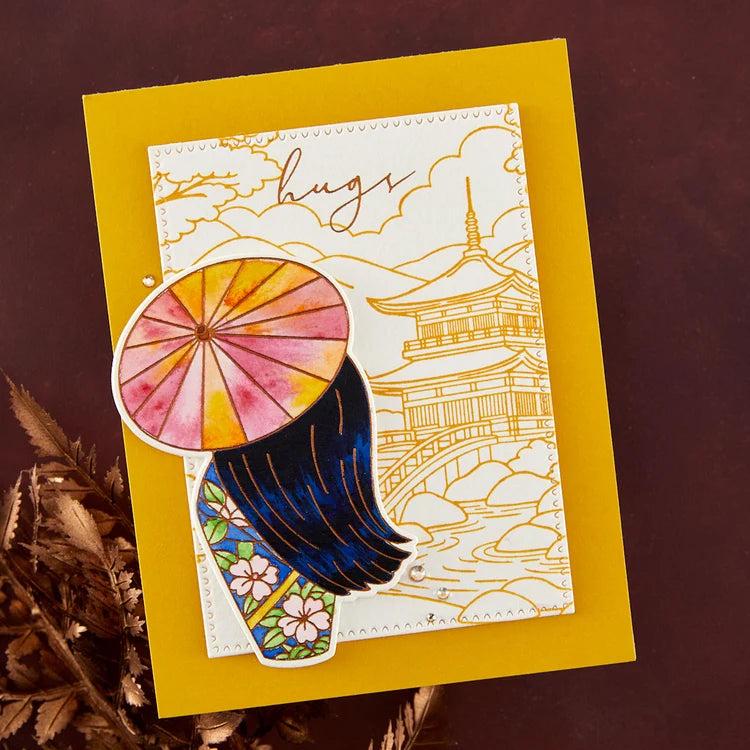 Spellbinders - Autumn in Kyoto Collection - Letterpress + Foil Plates - Scenic Kyoto-ScrapbookPal