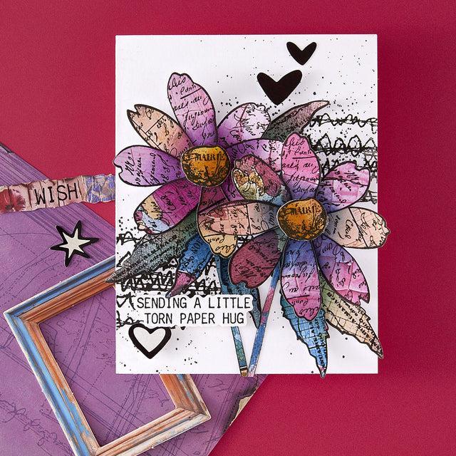 Spellbinders - Beautifully Imperfect Collection - Clear Stamps &amp; Dies - Sculpted Scripted Floral-ScrapbookPal