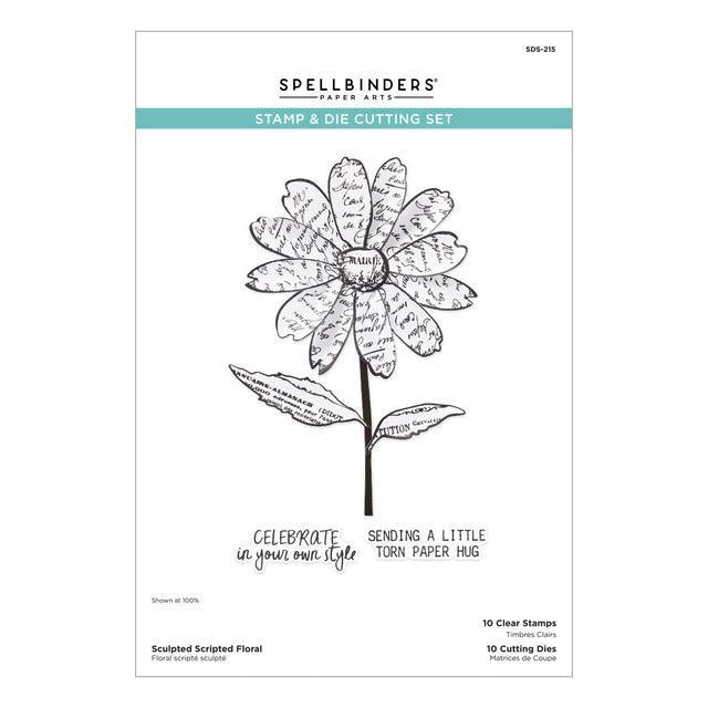 Spellbinders - Beautifully Imperfect Collection - Clear Stamps &amp; Dies - Sculpted Scripted Floral-ScrapbookPal