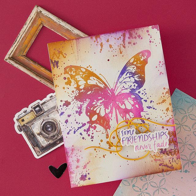 Spellbinders - Beautifully Imperfect Collection - Press Plate &amp; Dies - Butterfly Splatter-ScrapbookPal