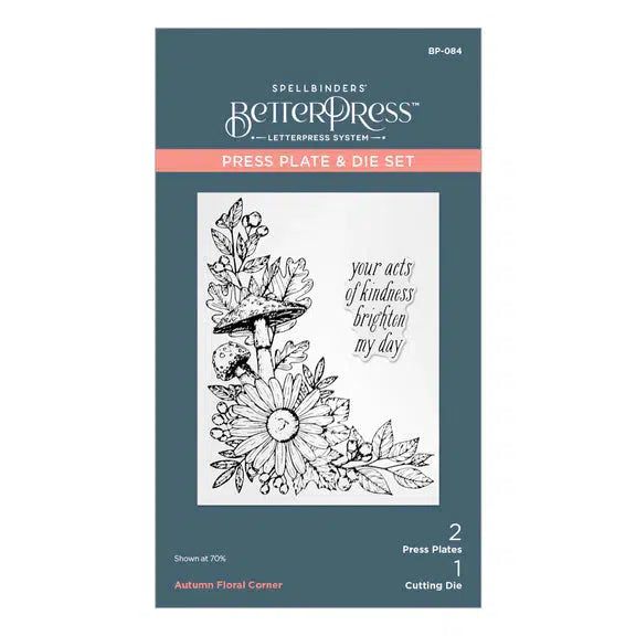 Spellbinders - BetterPress Autumn Collection - Press Plate &amp; Dies - Autumn Floral Corner-ScrapbookPal