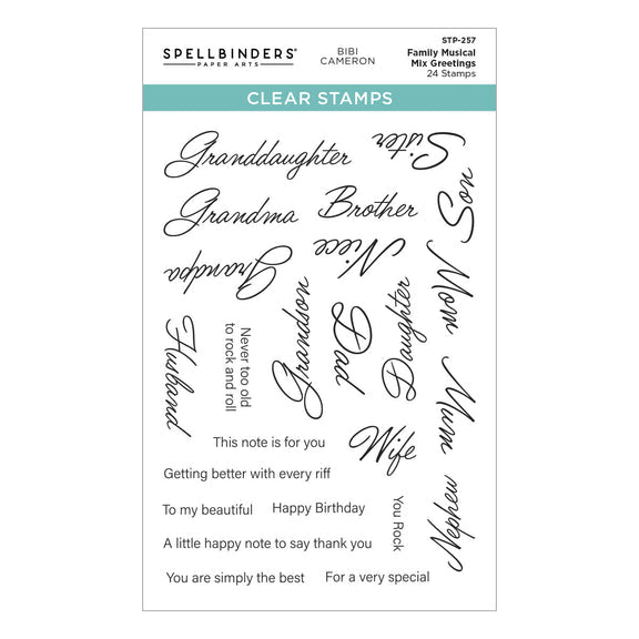 Spellbinders - Bibi's Musical Notes Collection - Clear Stamps - Family Musical Mix Greetings-ScrapbookPal