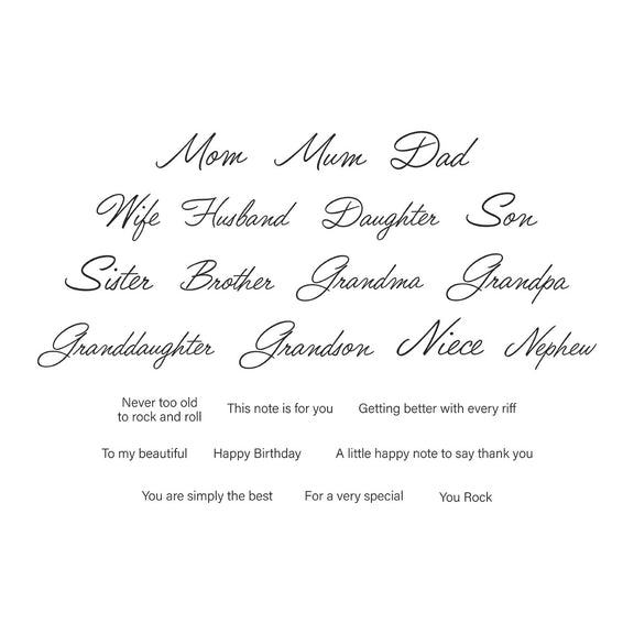 Spellbinders - Bibi's Musical Notes Collection - Clear Stamps - Family Musical Mix Greetings-ScrapbookPal