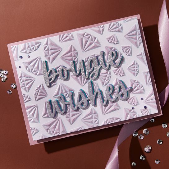 Spellbinders - Bougie Birthday Collection - 3D Embossing Folder & Stencils - Born to Sparkle-ScrapbookPal
