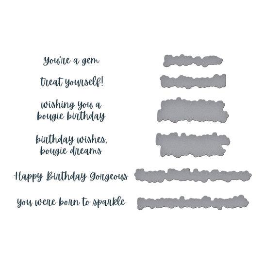 Spellbinders - Bougie Birthday Collection - Press Plates &amp; Dies - Bougie Birthday Sentiments-ScrapbookPal
