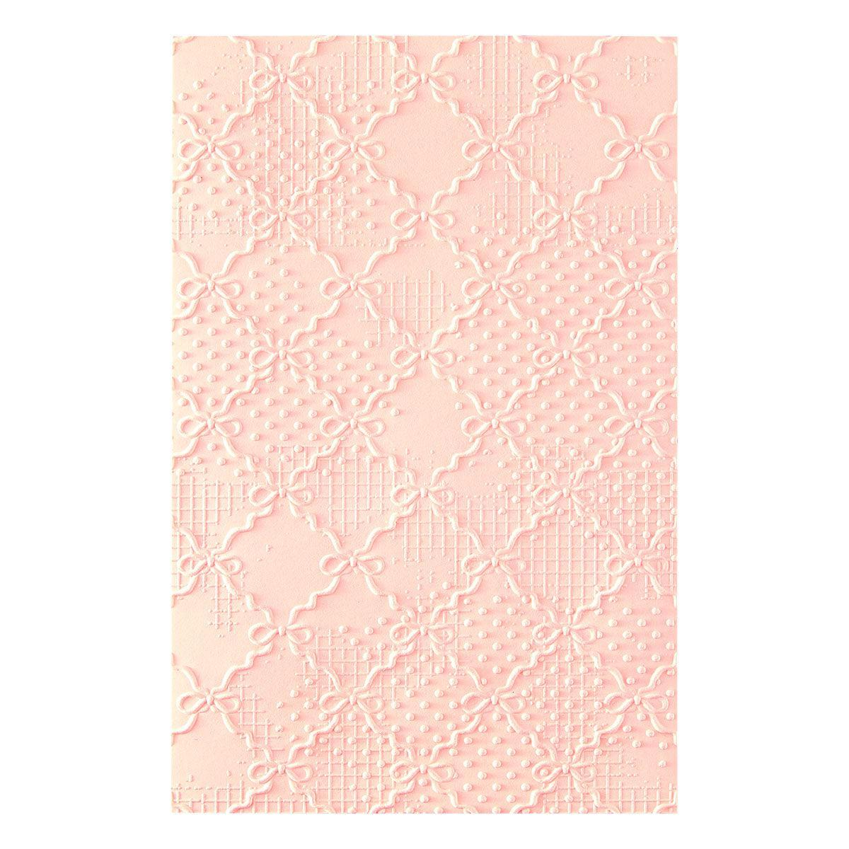 Spellbinders - Buttons &amp; Keepsakes Collection - 3D Embossing Folder - Ribbons &amp; Seams-ScrapbookPal