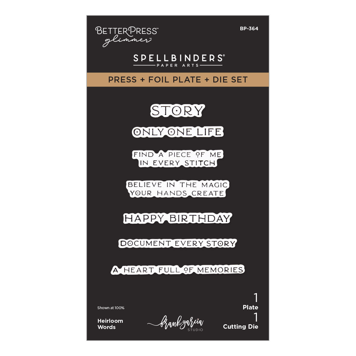 Spellbinders - Buttons &amp; Keepsakes Collection - Letterpress + Foil Plate &amp; Cut - Heirloom Words-ScrapbookPal