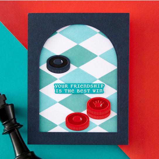 Spellbinders - Checkmate Collection - Clear Stamps &amp; Dies - Well Played Sentiments-ScrapbookPal