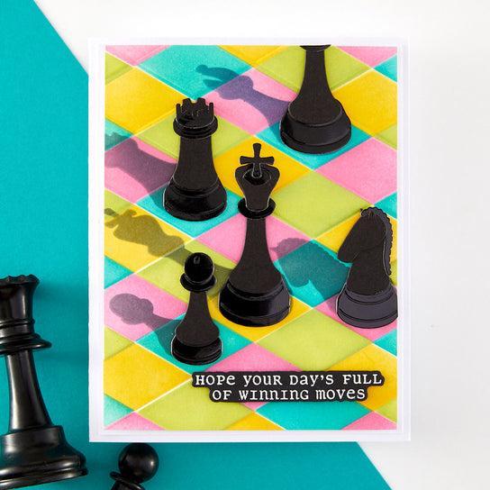 Spellbinders - Checkmate Collection - Clear Stamps &amp; Dies - Well Played Sentiments-ScrapbookPal