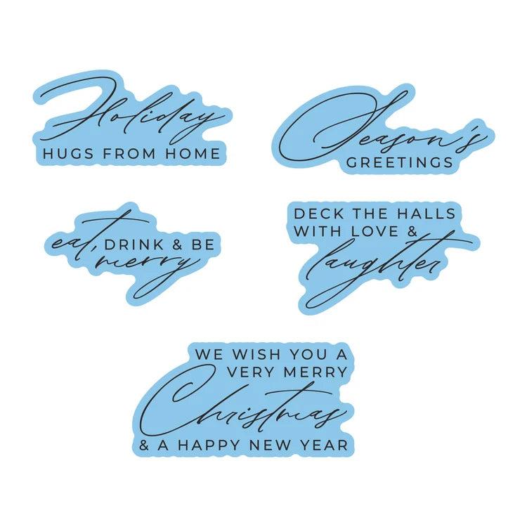 Spellbinders - Christmas City Holiday - Letterpress + Foil Plate & Dies - Holiday Hugs Sentiments-ScrapbookPal
