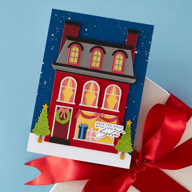 Spellbinders - Christmas City Holiday - Letterpress + Foil Plate & Dies - Holiday Hugs Sentiments-ScrapbookPal