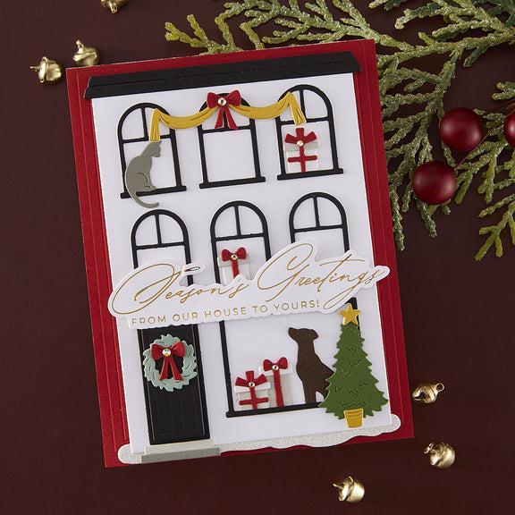 Spellbinders - City Holiday Collection - Press Plate &amp; Dies - Christmas Cheer Sentiments-ScrapbookPal