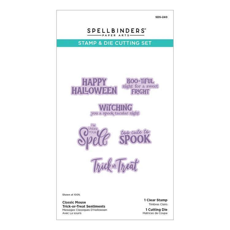 Spellbinders - Classic Mouse Costume Party Collection - Clear Stamps &amp; Dies - Classic Mouse Trick-or-Treat Sentiments-ScrapbookPal