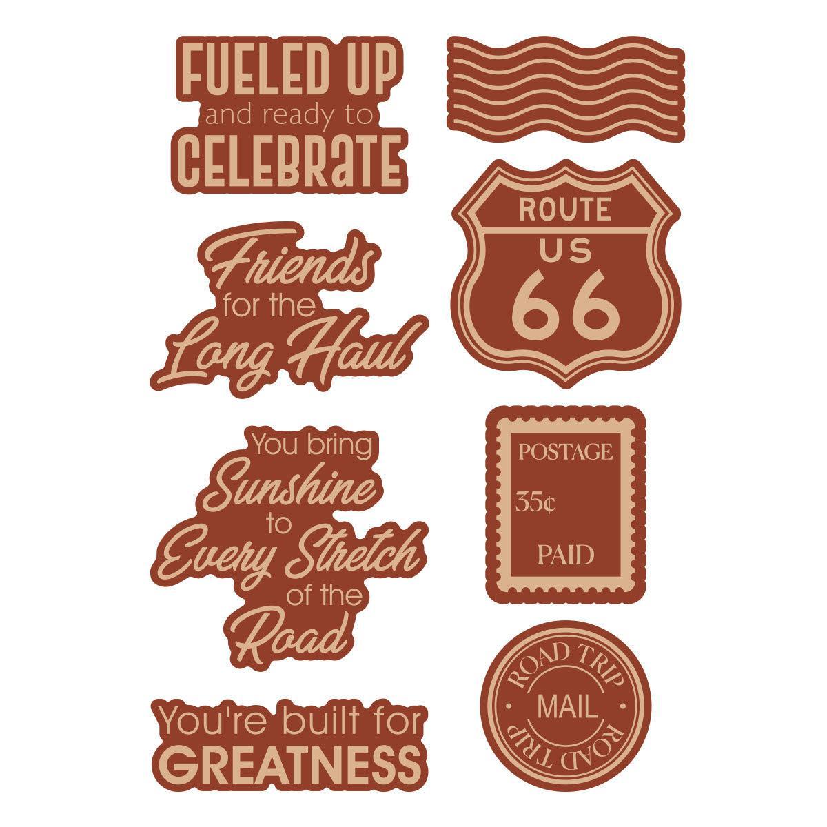 Spellbinders - Classic Road Legends 2.0 Collection - Clear Stamps &amp; Dies - Road Trip Adventures Sentiments-ScrapbookPal