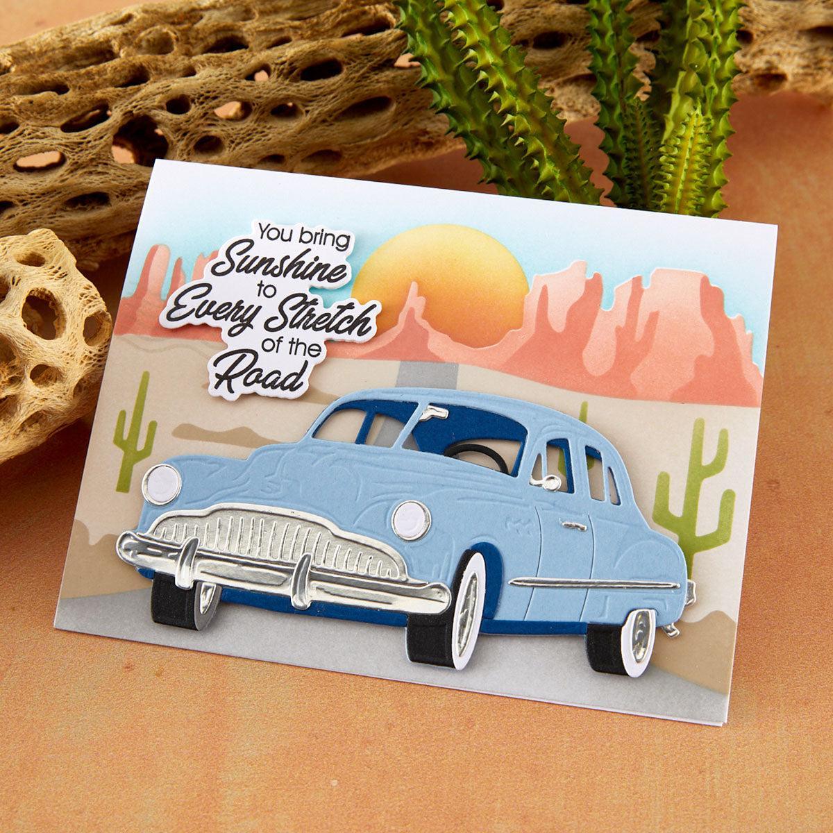 Spellbinders - Classic Road Legends 2.0 Collection - Clear Stamps & Dies - Road Trip Adventures Sentiments-ScrapbookPal
