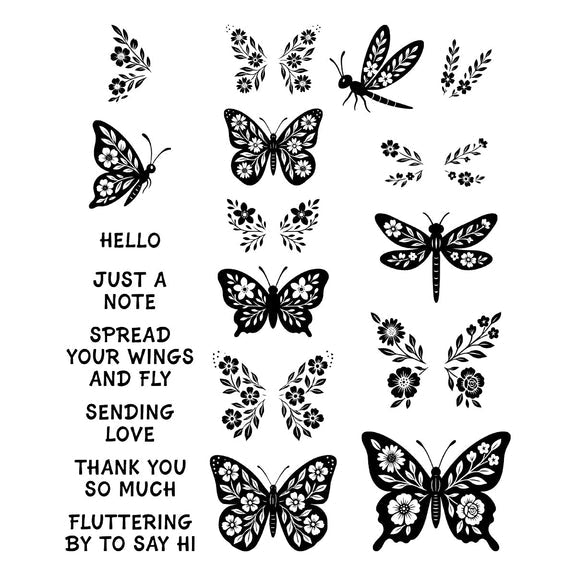 Spellbinders - Clear Stamps & Dies - Blooming Butterflies-ScrapbookPal