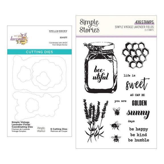 Spellbinders - Clear Stamps &amp; Dies - Simple Vintage Lavender Fields-ScrapbookPal