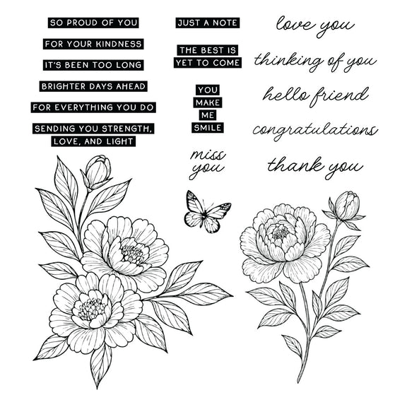 Spellbinders - Clear Stamps & Dies - Sketched Peonies-ScrapbookPal