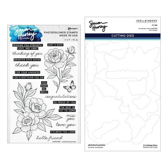Spellbinders - Clear Stamps & Dies - Sketched Peonies-ScrapbookPal