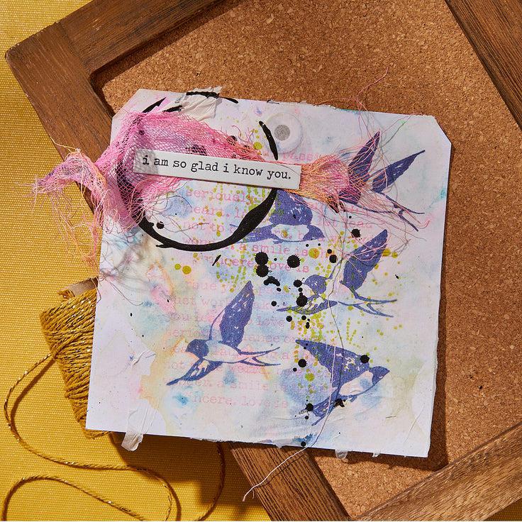 Spellbinders - Collaged Birds Collection - Press Plates &amp; Dies - Holding Your Heart Sentimentss-ScrapbookPal