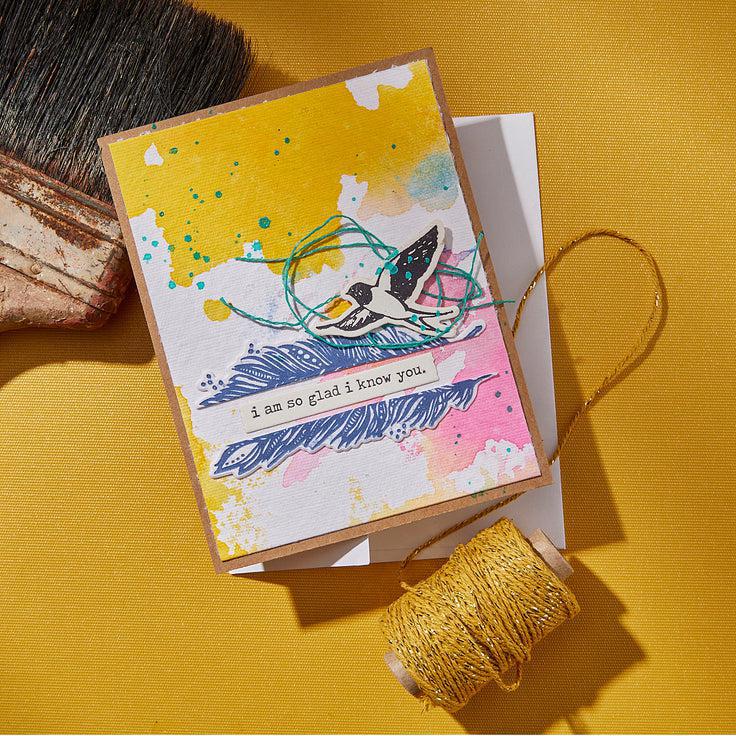 Spellbinders - Collaged Birds Collection - Press Plates &amp; Dies - Holding Your Heart Sentimentss-ScrapbookPal