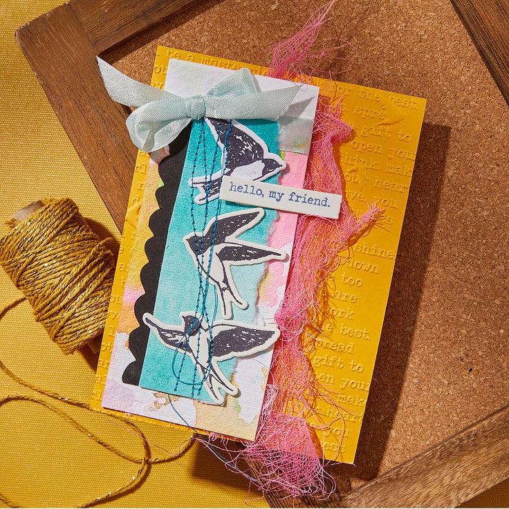 Spellbinders - Collaged Birds Collection - Press Plates &amp; Dies - Holding Your Heart Sentimentss-ScrapbookPal