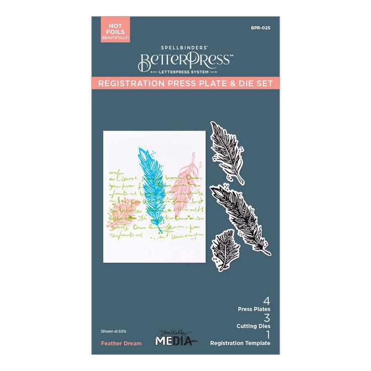 Spellbinders - Collaged Birds Collection - Registration Press Plates &amp; Dies - Feather Dreams-ScrapbookPal
