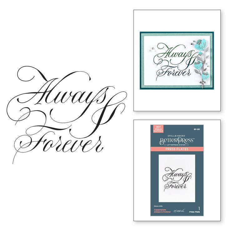 Spellbinders - Copperplate On Your Wedding Day Collection - Press Plates - Copperplate Always &amp; Forever-ScrapbookPal