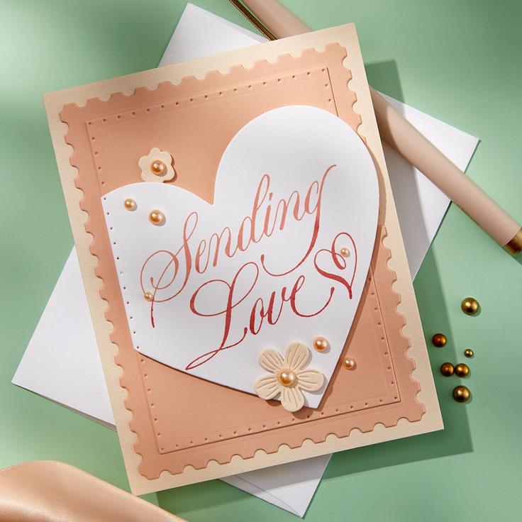 Spellbinders - Copperplate On Your Wedding Day Collection - Press Plates - Copperplate Sending Love-ScrapbookPal