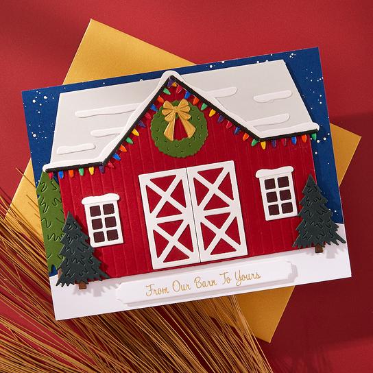 Spellbinders - Country Christmas Collection - Press Plates &amp; Dies - Country Christmas Banner &amp; Sentiments-ScrapbookPal