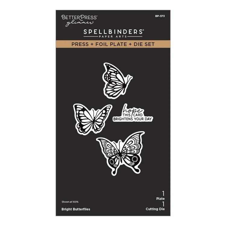 Spellbinders - Create Your Way Everyday Collection - Letterpress + Foil Plate & Dies - Bright Butterflies-ScrapbookPal