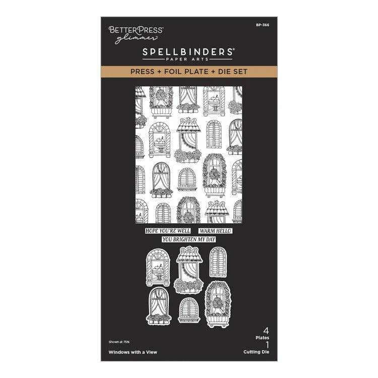 Spellbinders - Create Your Way Everyday Collection - Letterpress + Foil Plate & Dies - Windows with a View-ScrapbookPal