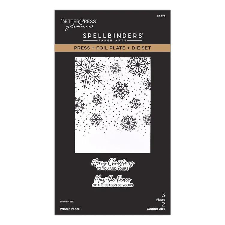 Spellbinders - Create Your Way Holiday Collection - Letterpress + Foil Plate & Dies - Winter Peace-ScrapbookPal