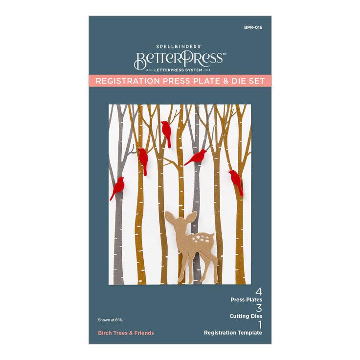 Spellbinders - Dancin' Christmas Friends Collection - Registration Press Plates &amp; Dies - Birch Trees-ScrapbookPal