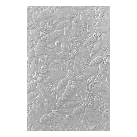 Spellbinders - De-Light-Ful Christmas Collection - 3D Embossing Folder - Holly &amp; Foliage-ScrapbookPal