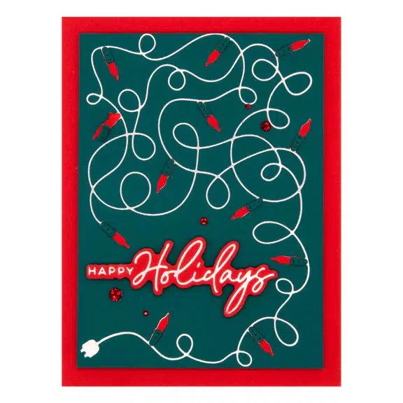 Spellbinders - De-Light-Ful Christmas Collection - Glimmer Hot Foil Plate &amp; Die Set - A Merry Little Christmas Sentiments Glimmer-ScrapbookPal