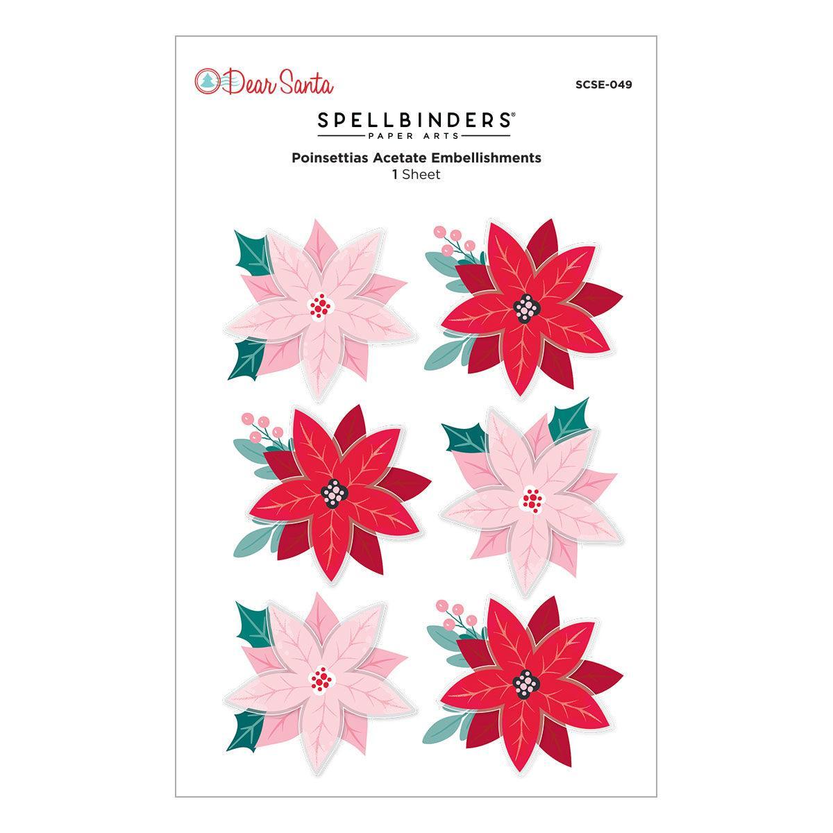 Spellbinders - Dear Santa Collection - Dimensional Stickers - Poinsettias-ScrapbookPal