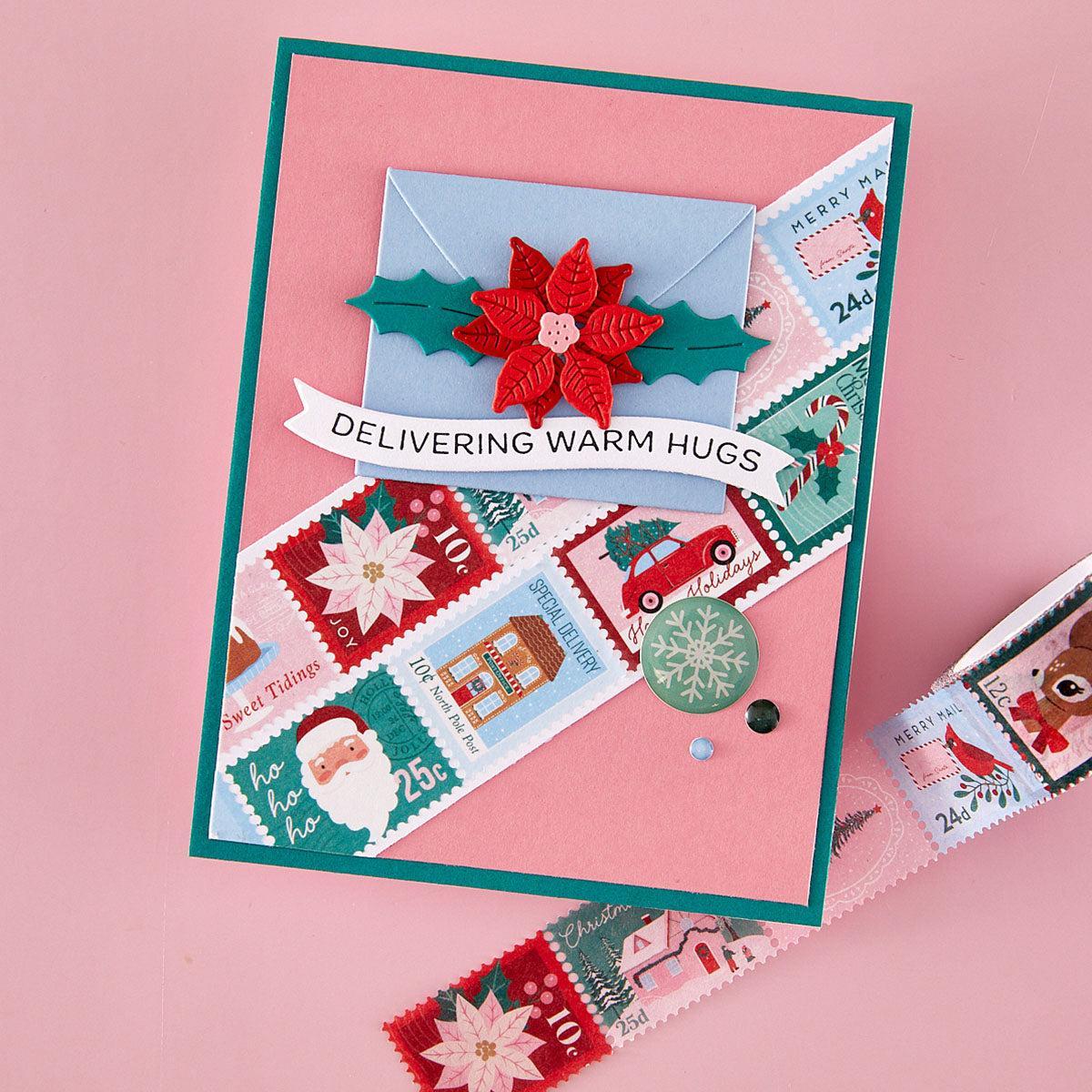 Spellbinders - Dear Santa Collection - Letterpress + Foil Plate &amp; Dies - Holiday Banner Greetings-ScrapbookPal