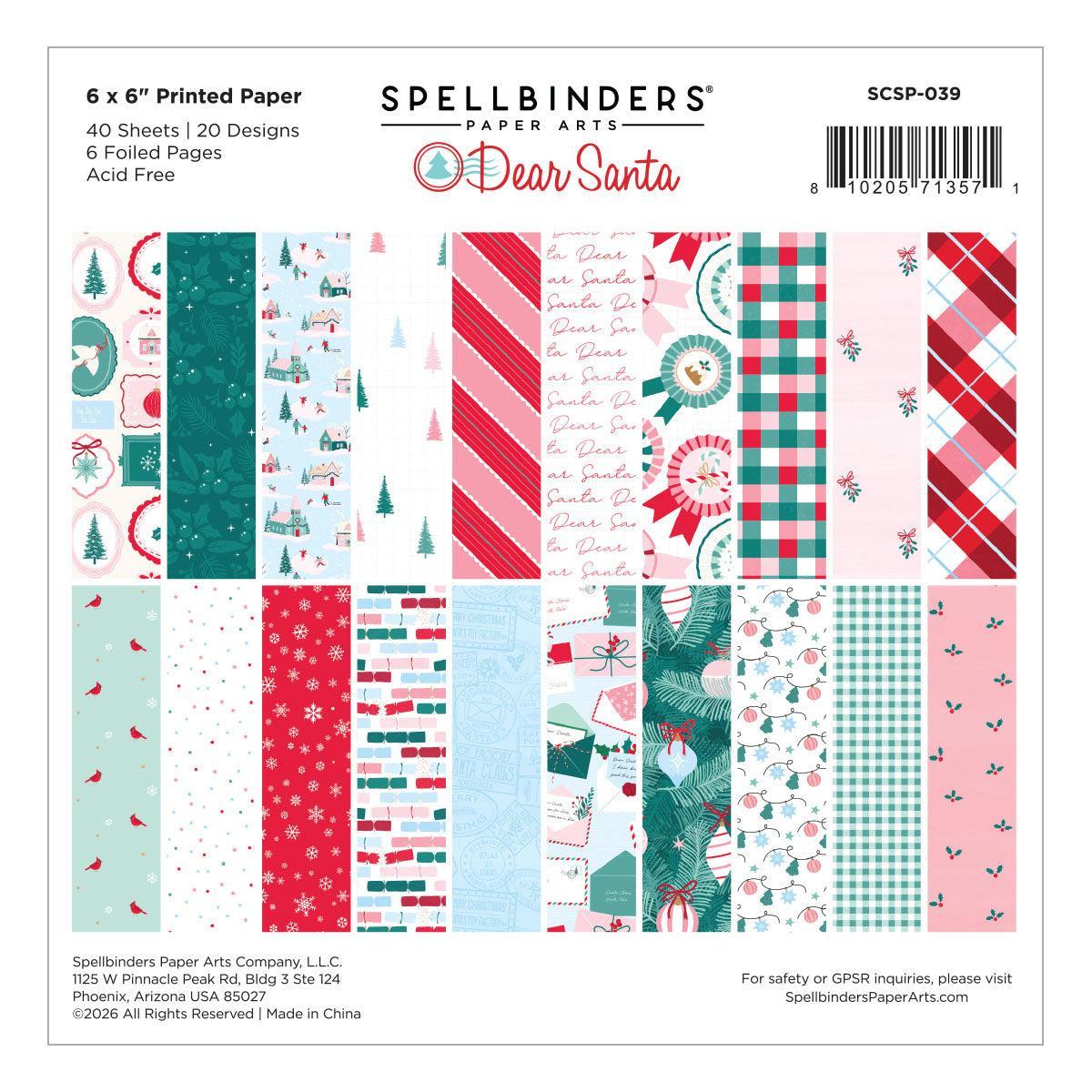Spellbinders - Dear Santa Collection - Paper Pack - Dear Santa - 6" x 6"-ScrapbookPal