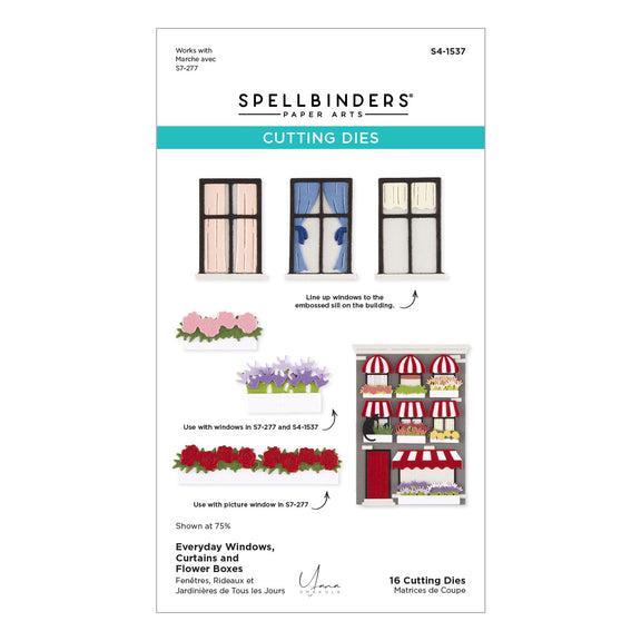 Spellbinders - Everyday City Holiday Collection - Dies - Everyday Windows, Curtains and Flower Boxes-ScrapbookPal