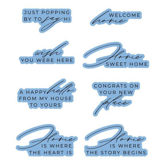 Spellbinders - Everyday City Holiday Collection - Letterpress + Foil Plate &amp; Cut - Welcome Home Sentiments-ScrapbookPal