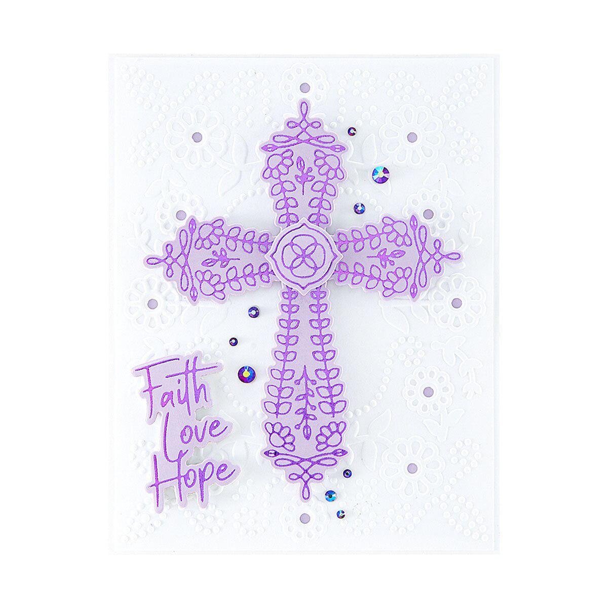 Spellbinders - Expressions of Faith Collection - Glimmer Hot Foil Plate & Die Set - Gleaming Cross-ScrapbookPal