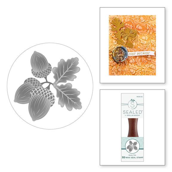 Spellbinders - Falling Leaves Collection - 3D Wax Seal Stamp - Acorn Trio-ScrapbookPal