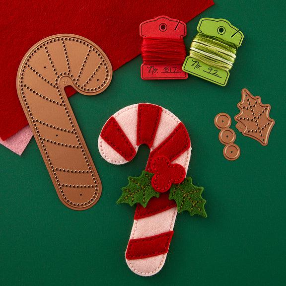 Spellbinders - Felt Stitch &amp; Create Collection - Dies - Felt Candy Cane-ScrapbookPal