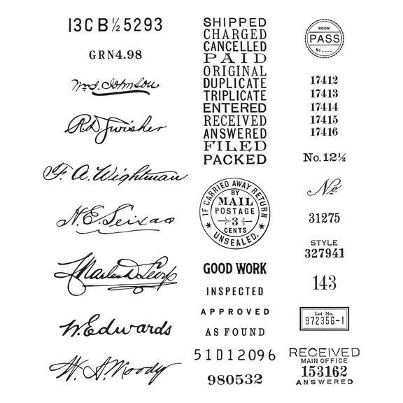 Spellbinders - Flea Market Finds Collection - Clear Stamps - Sign Here-ScrapbookPal